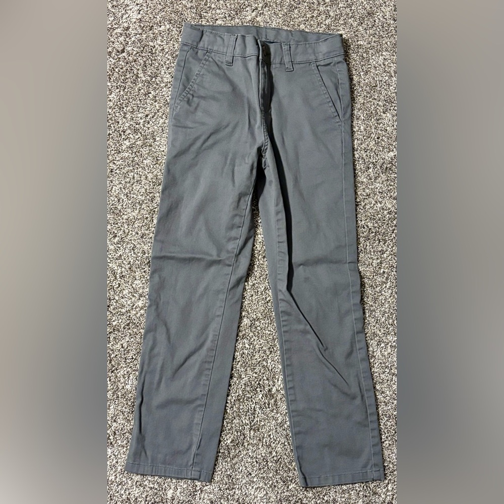 Izod - Boys Size 10 Regular - Flat Front Grey Comfort Waistband Pants